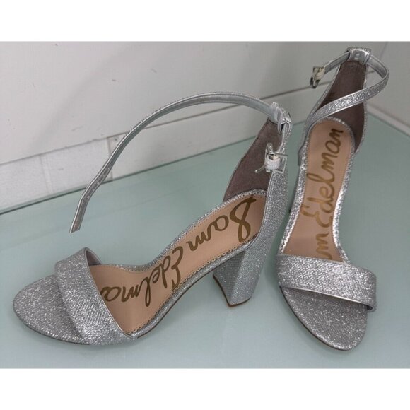 Sam Edelman Shoes - Sam Edelman Yaro Women's 9.5 Ankle Strap Blocked Heels Shoes Shimmer Bling